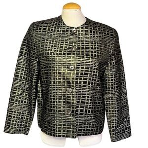 Via Moda Women's Large Black and Gold Metallic Blazer